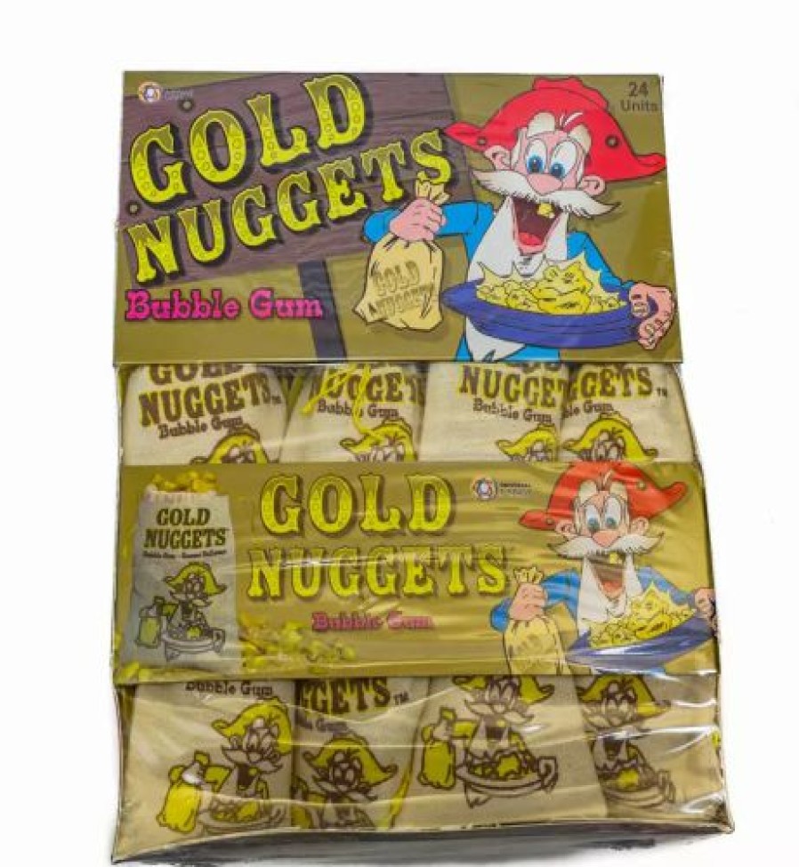 Lollies & Chocolate * | Universal Candy Gold Nuggets Bubblegum Box Bulk Chocolate & Lollies