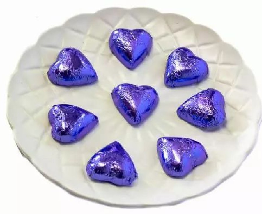 Seasonal Treats * | Chocolate Gems Hearts Milk Chocolate Hearts In Mauve Foil 1Kg