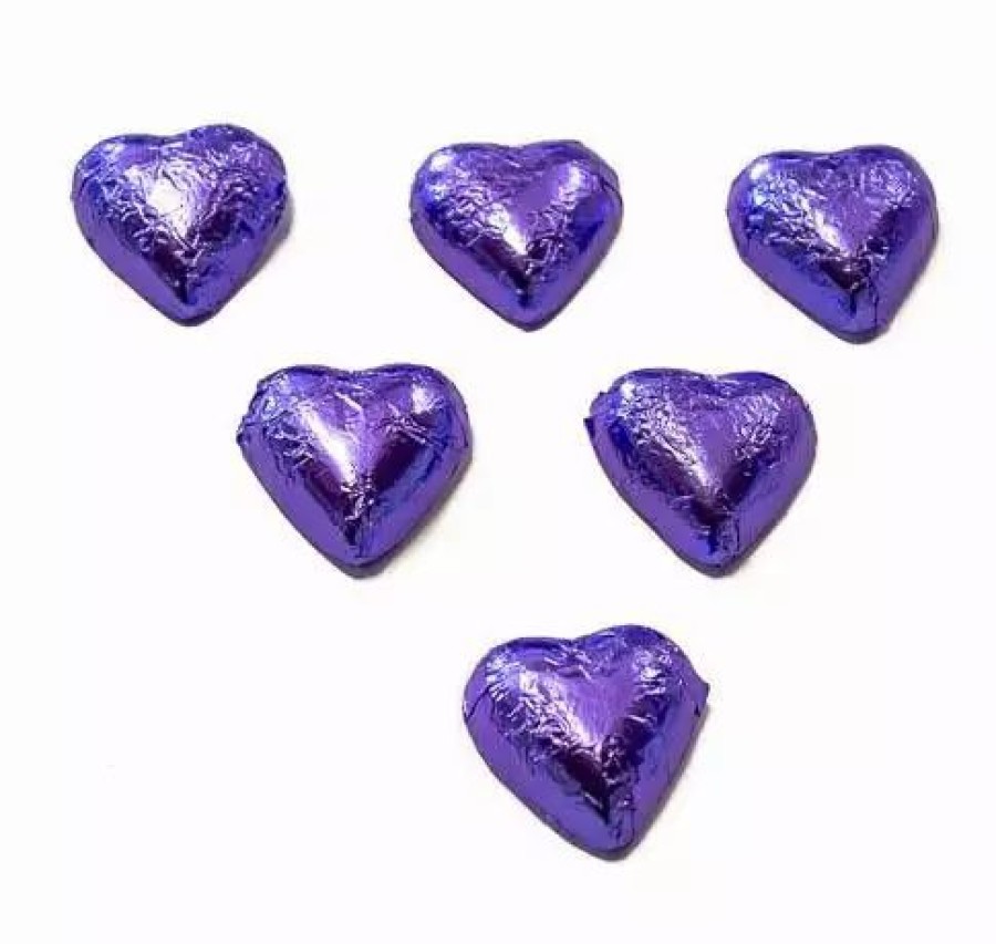 Seasonal Treats * | Chocolate Gems Hearts Milk Chocolate Hearts In Mauve Foil 1Kg