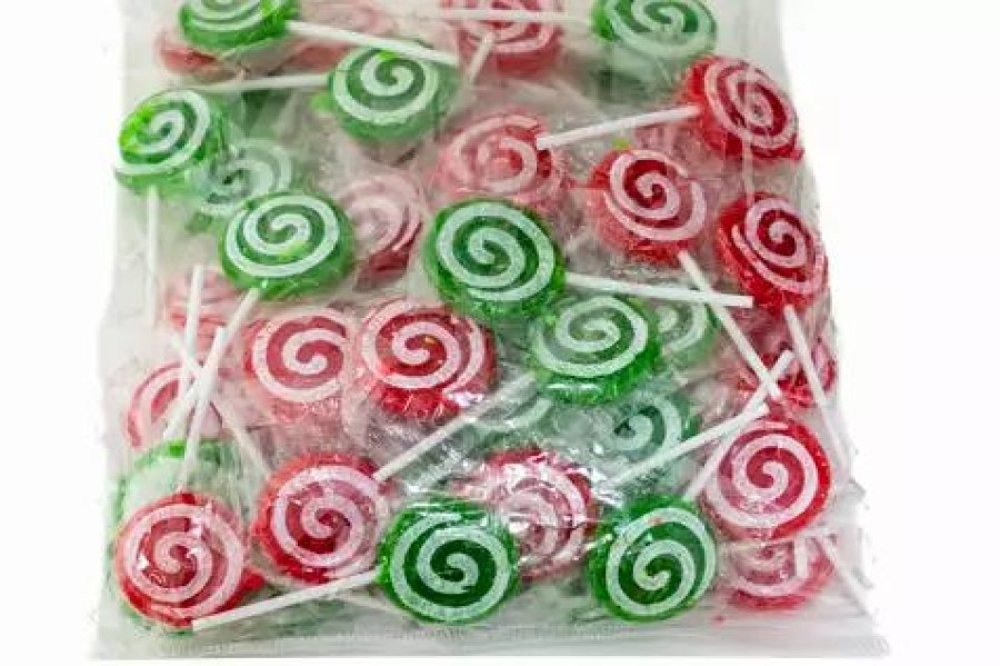 Lollies & Chocolate * | Brisbane Bulk Supplies Christmas Lollipops Red 'N Green Swirl Pops 1Kg