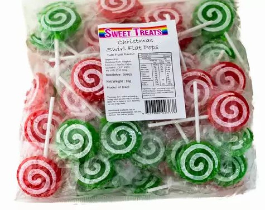 Lollies & Chocolate * | Brisbane Bulk Supplies Christmas Lollipops Red 'N Green Swirl Pops 1Kg