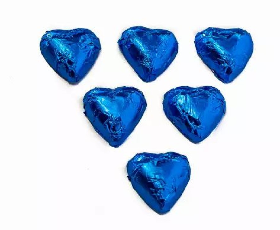 Seasonal Treats * | Chocolate Gems Hearts Milk Chocolate Hearts In Electric Blue Foil Chocolates Milk, Dark & White