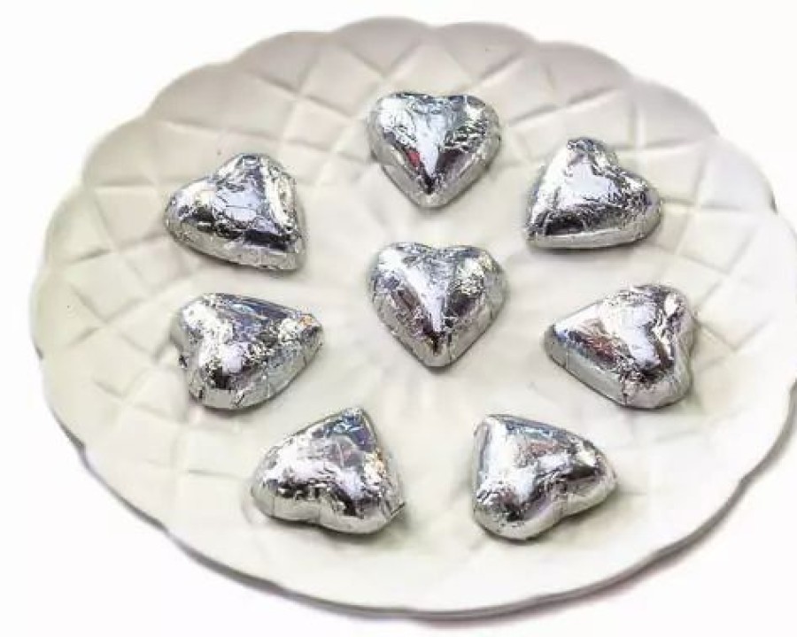 Seasonal Treats * | Chocolate Gems Hearts Chocolate Hearts In Silver Foil (5Kg Bulk)