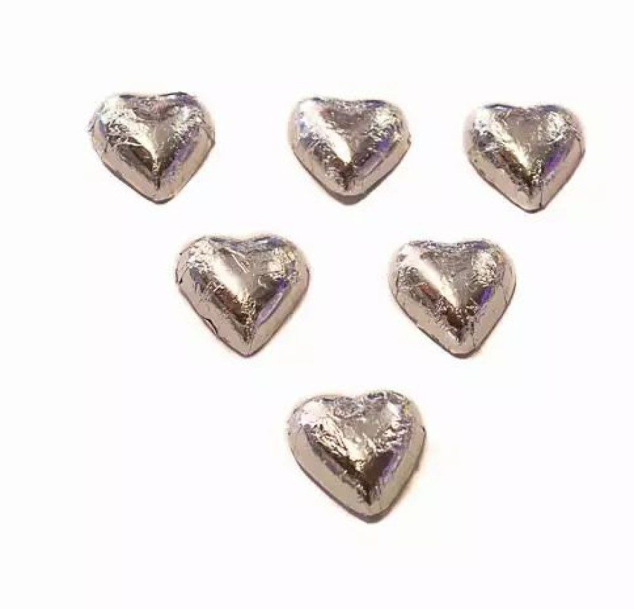 Seasonal Treats * | Chocolate Gems Hearts Chocolate Hearts In Silver Foil (5Kg Bulk)