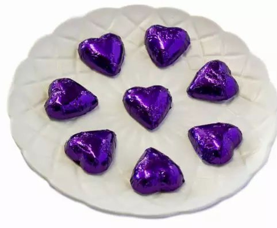 Seasonal Treats * | Chocolate Gems Hearts Milk Chocolate Hearts In Purple Foil