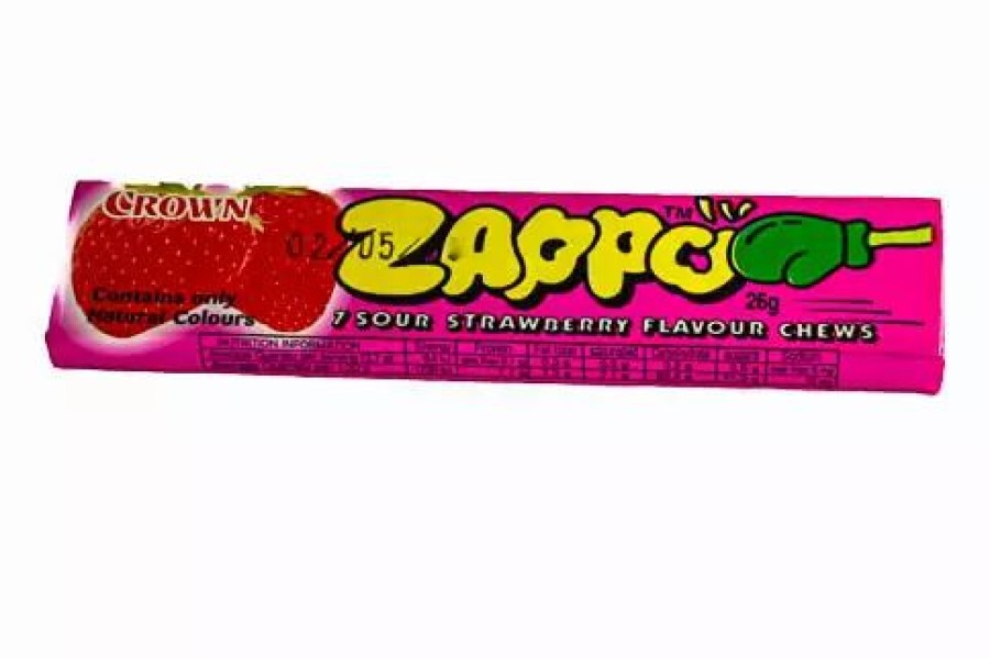 Lollies &amp; Chocolate * | Crown Zappo Strawberry Chews Sour Lollies ...