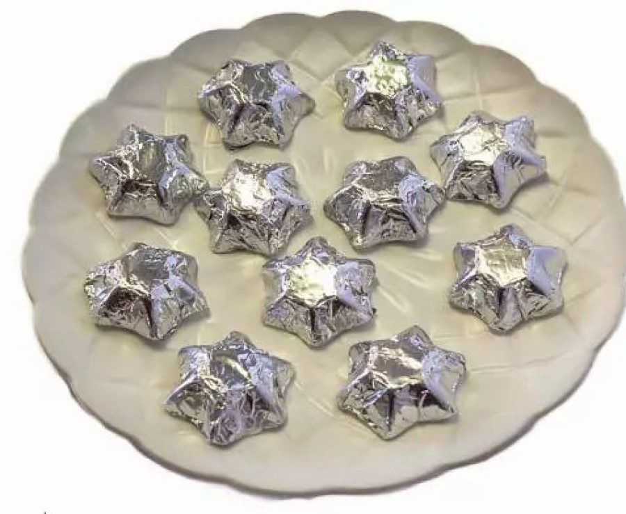 Lollies & Chocolate * | Chocolate Gems Chocolates Milk, Dark & White Stars Chocolate Foil Stars Silver