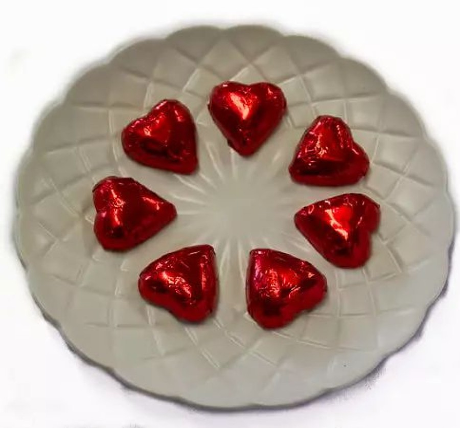 Lollies & Chocolate * | Chocolate Gems Wrapped Sweets Corporate Events Hearts Chocolate Hearts In Red Foil (5Kg Bulk)