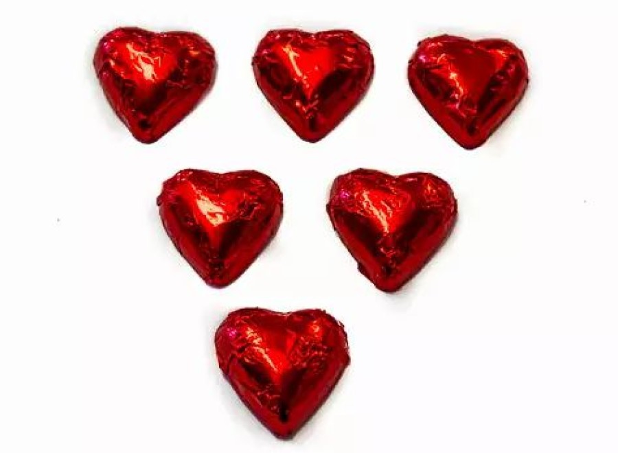 Lollies & Chocolate * | Chocolate Gems Wrapped Sweets Corporate Events Hearts Chocolate Hearts In Red Foil (5Kg Bulk)