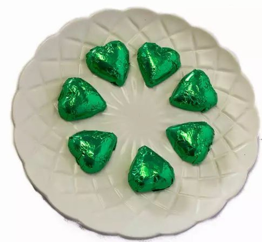 Seasonal Treats * | Chocolate Gems Hearts Milk Chocolate Hearts In Green Foil