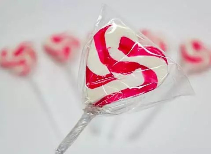 Lollies & Chocolate * | Lolliland Lollipops Red & White Mini Heart Lollipop 24Pc