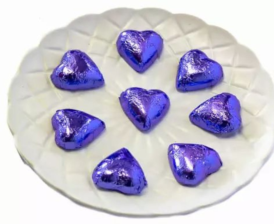 Seasonal Treats * | Chocolate Gems Hearts Milk Chocolate Hearts In Mauve Foil Chocolates Milk, Dark & White