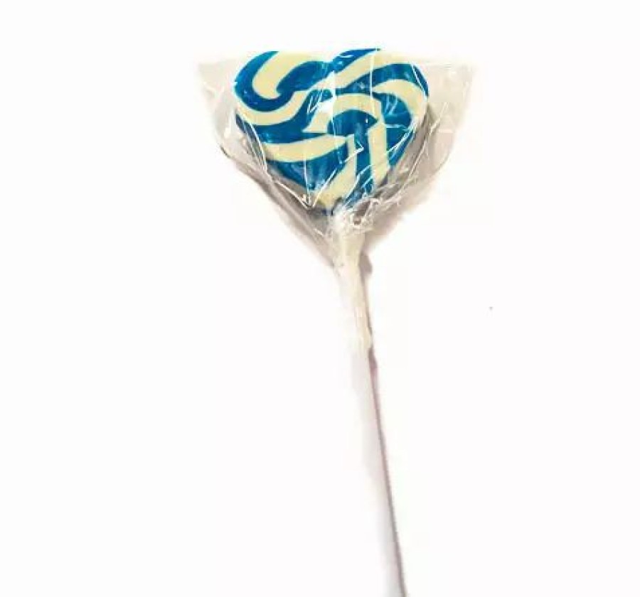 Lollies & Chocolate * | Lolliland Lollipops Blue N White Mini Heart Lollipop 24Pc