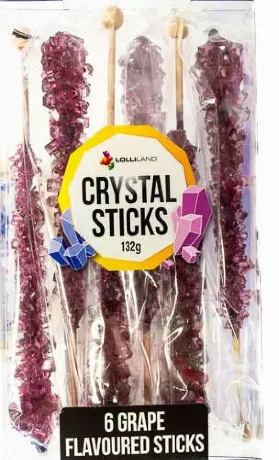 Lollies & Chocolate * | Lolliland Crystal Sticks Purple 6 Sticks Candy, Lollies & Confectionery