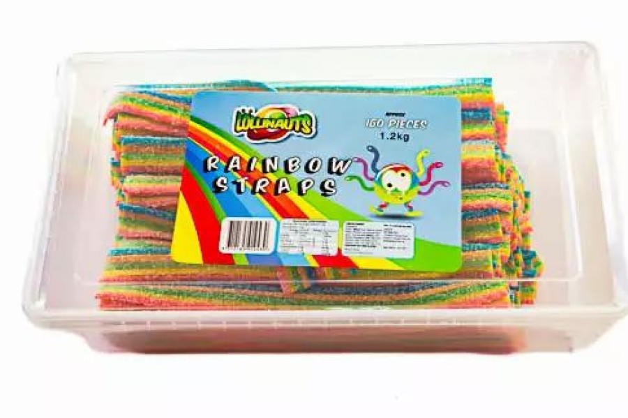 Lollies & Chocolate * | Lolliland Rainbow Sour Straps Tub 1.2Kg Sour Lollies