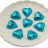 Seasonal Treats * | Paul'S Confectionery Hearts Milk Chocolate Hearts In Aqua Blue Foil Chocolates Milk, Dark & White