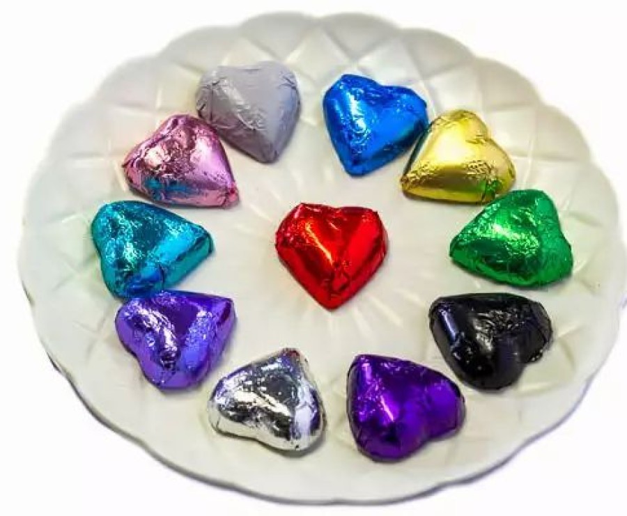 Seasonal Treats * | Chocolate Gems Hearts Milk Chocolate Hearts In Mixed Foils Mixed-Coloured Lollies