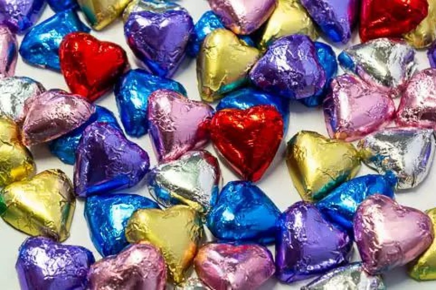 Seasonal Treats * | Chocolate Gems Hearts Milk Chocolate Hearts In Mixed Foils Mixed-Coloured Lollies