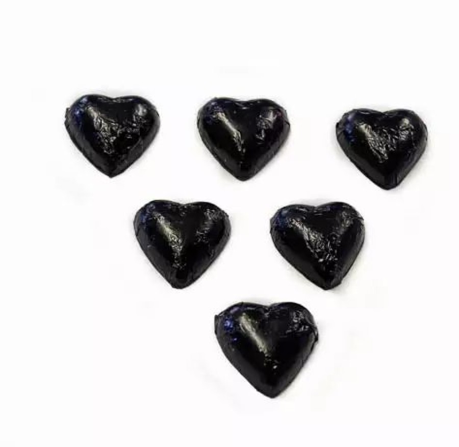 Seasonal Treats * | Chocolate Gems Chocolates Milk, Dark & White Hearts Milk Chocolate Hearts In Black Foil