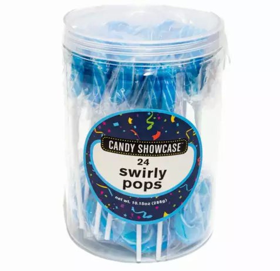 Lollies & Chocolate * | Lolliland Lollipops Blue N White Mini Swirly Lollipop 24Pc