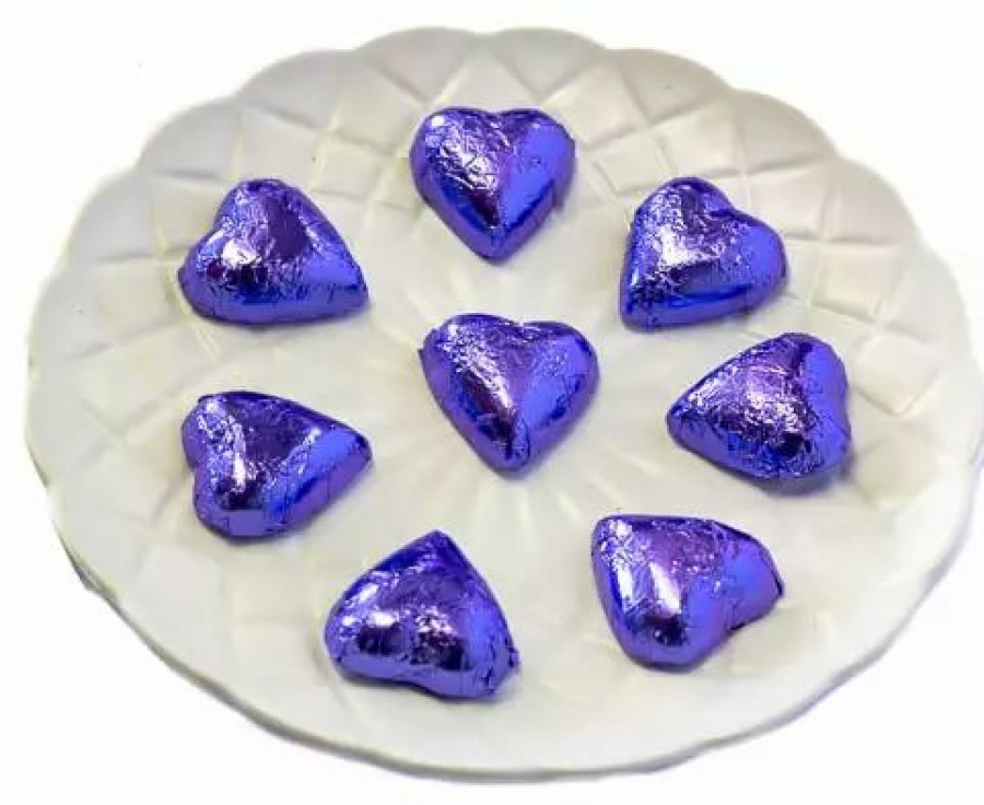 Seasonal Treats * | Chocolate Gems Hearts Chocolate Hearts In Mauve Foil (5Kg Bulk)