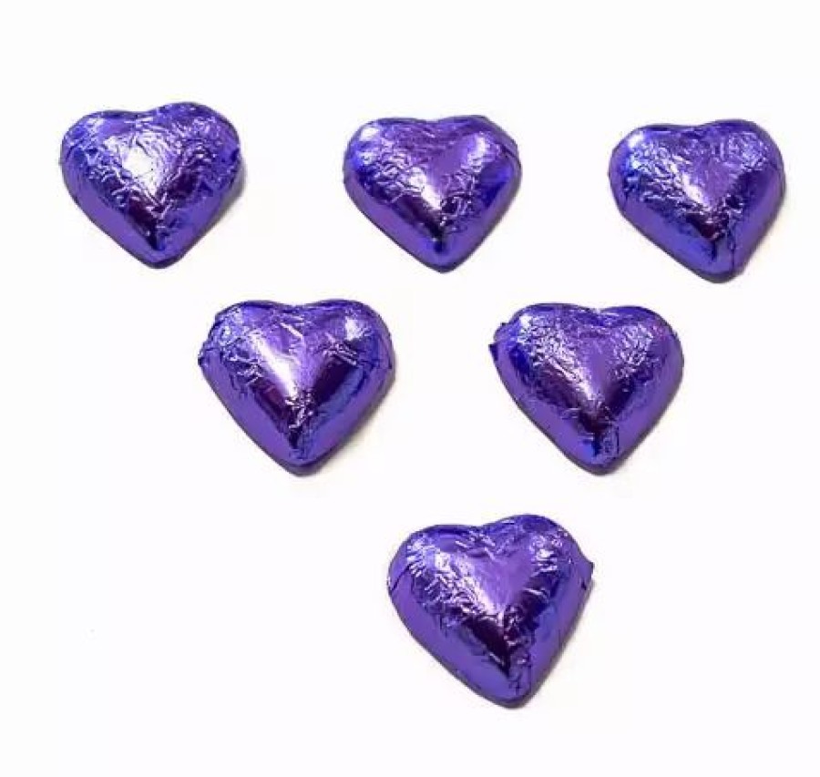 Seasonal Treats * | Chocolate Gems Hearts Chocolate Hearts In Mauve Foil (5Kg Bulk)