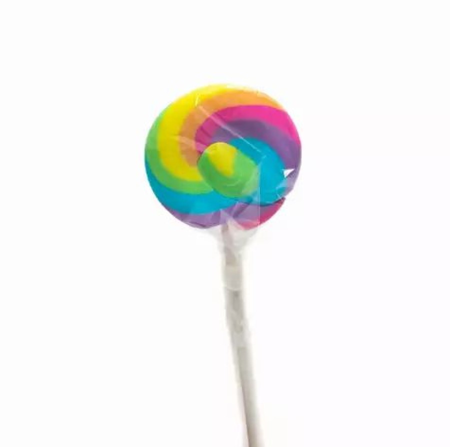 Lollies & Chocolate * | Rocky Rock Candy Company Lollipop Flat Handmade Rainbow 80G