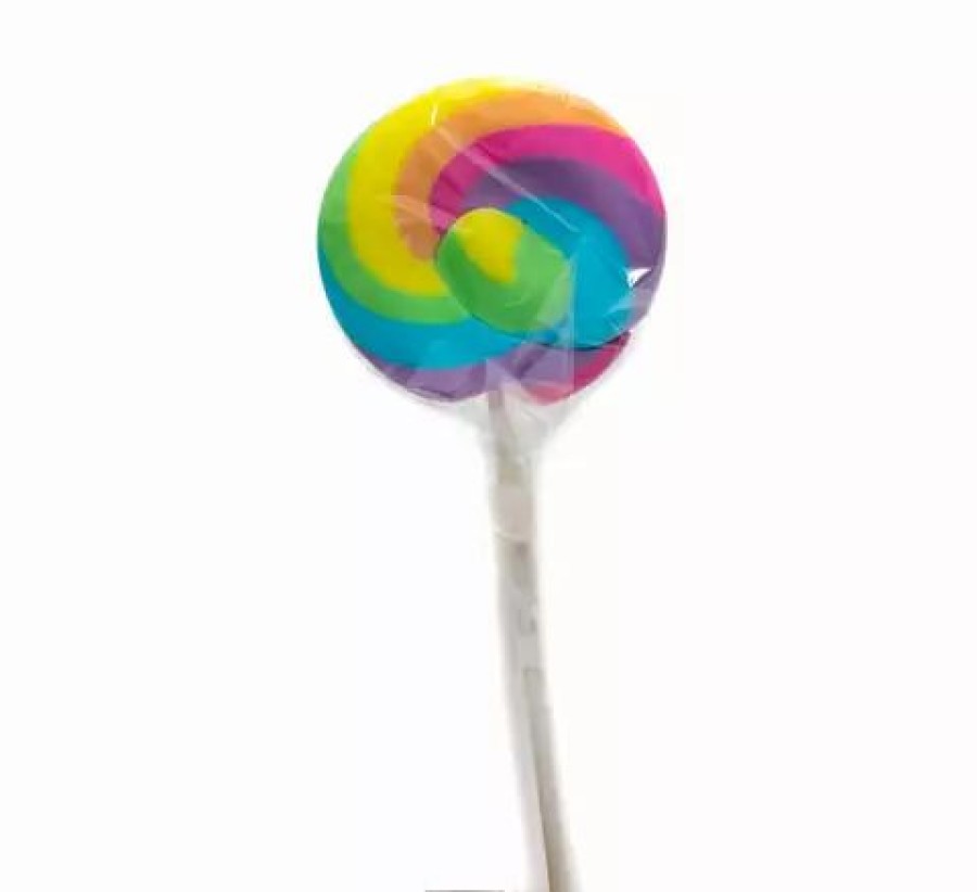 Lollies & Chocolate * | Rocky Rock Candy Company Lollipop Flat Handmade Rainbow 80G