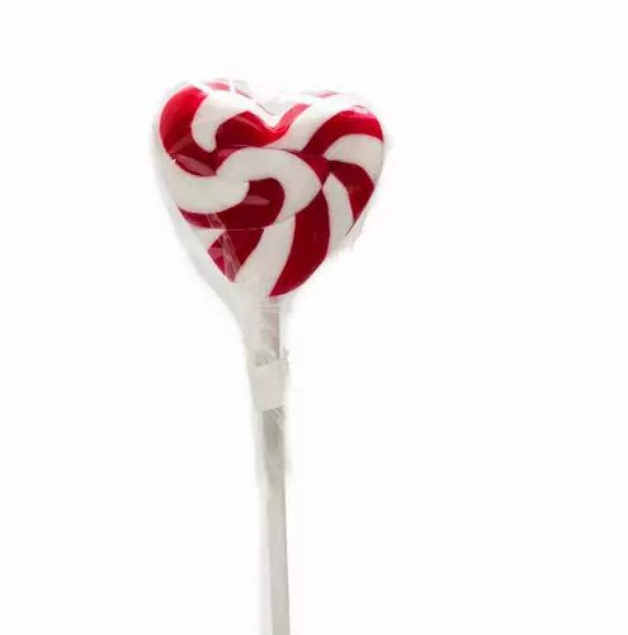 Lollies & Chocolate * | Designer Candy Lollipop Handmade Flat Red Swirl Heart