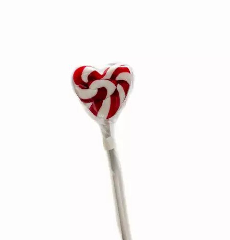 Lollies & Chocolate * | Designer Candy Lollipop Handmade Flat Red Swirl Heart