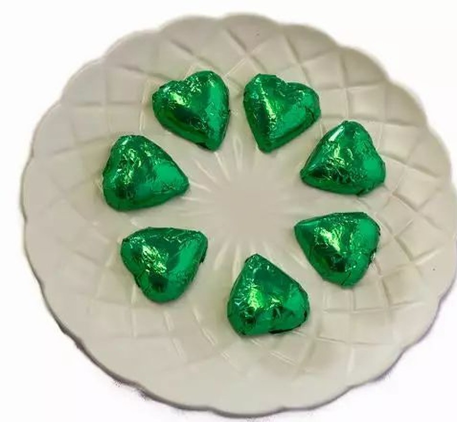 Seasonal Treats * | Chocolate Gems Hearts Milk Chocolate Hearts In Green Foil 1Kg