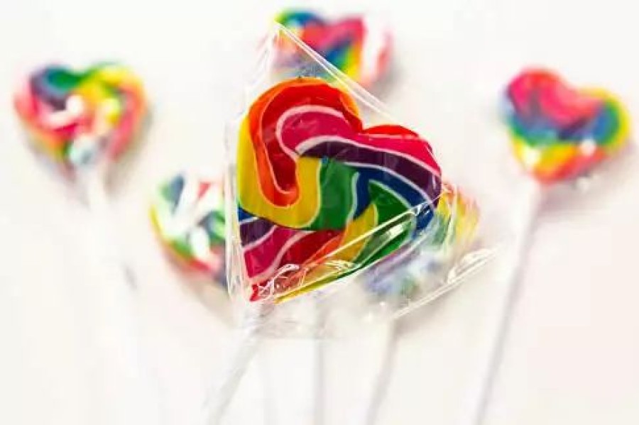 Lollies & Chocolate * | Lolliland Lollipops Rainbow Mini Heart Lollipop 8Pc