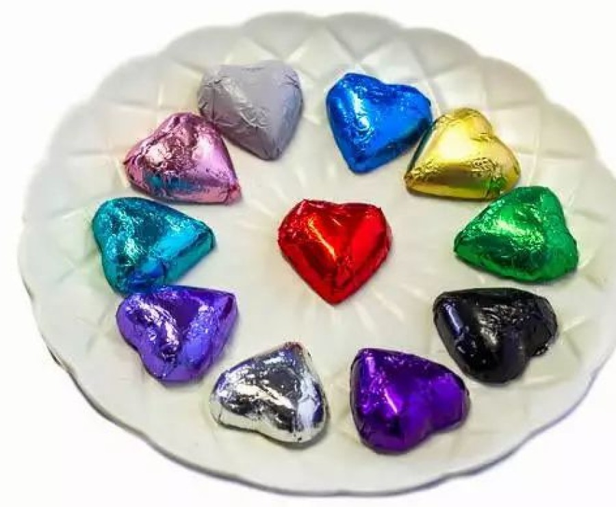 Seasonal Treats * | Chocolate Gems Hearts Milk Chocolate Hearts In Mixed Foils 1Kg Mixed-Coloured Lollies