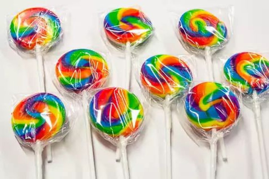 Lollies & Chocolate * | Lolliland Lollipops Rainbow Mini Swirl Lollipop 8Pc