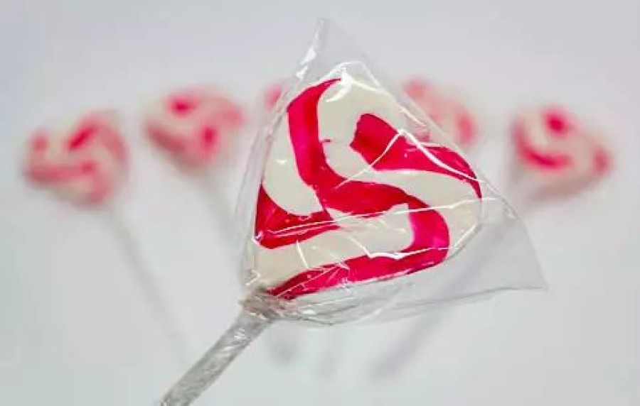 Lollies & Chocolate * | Lolliland Lollipops Pink N White Mini Heart Lollipop 24Pc