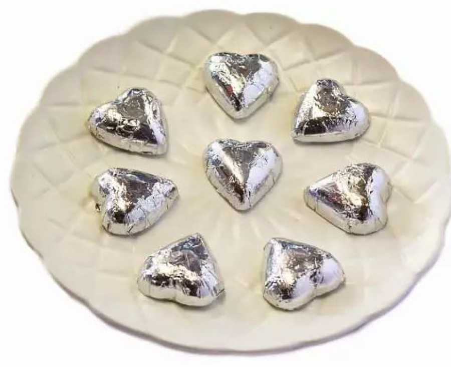 Seasonal Treats * | Chocolate Gems Hearts Milk Chocolate Hearts In Silver Foil