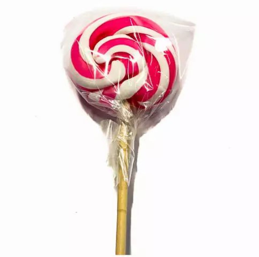 Lollies & Chocolate * | Designer Candy Lollipops Lollipop Handmade Flat Pink Swirl