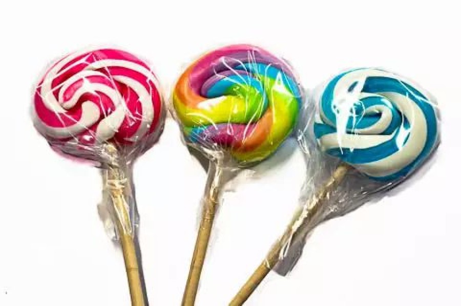 Lollies & Chocolate * | Designer Candy Lollipops Lollipop Handmade Flat Pink Swirl